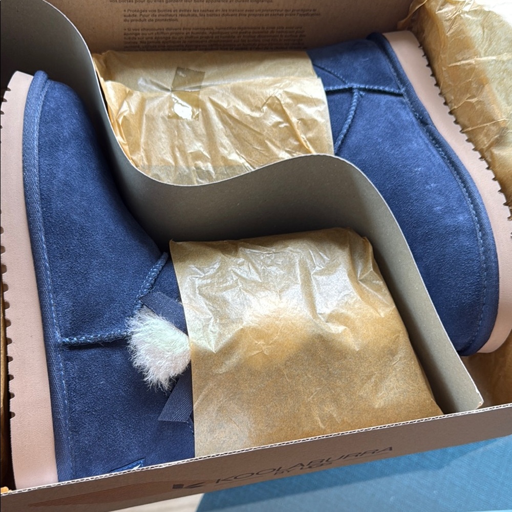 UGG by Koolaburra Blue Suede Ankle Booties with Cozy Lining